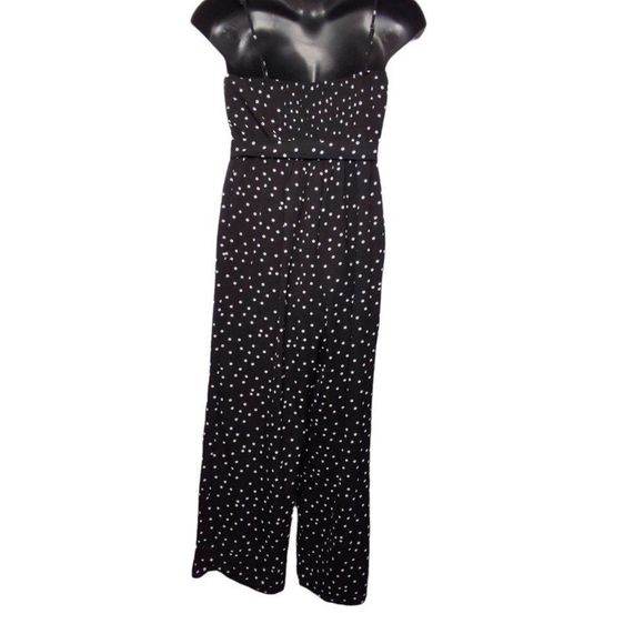Trixxi Polka Dot Sleeveless Adjustable Straps Belted Jumpsuit Black White XL - Picture 4 of 10